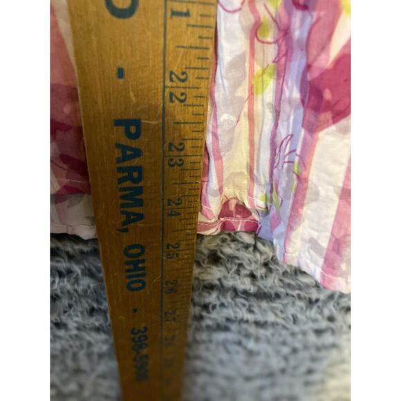 Joanna Pink Accordian semi sheer Top Floral button Blouse Crinkle Medium - Picture 8 of 15